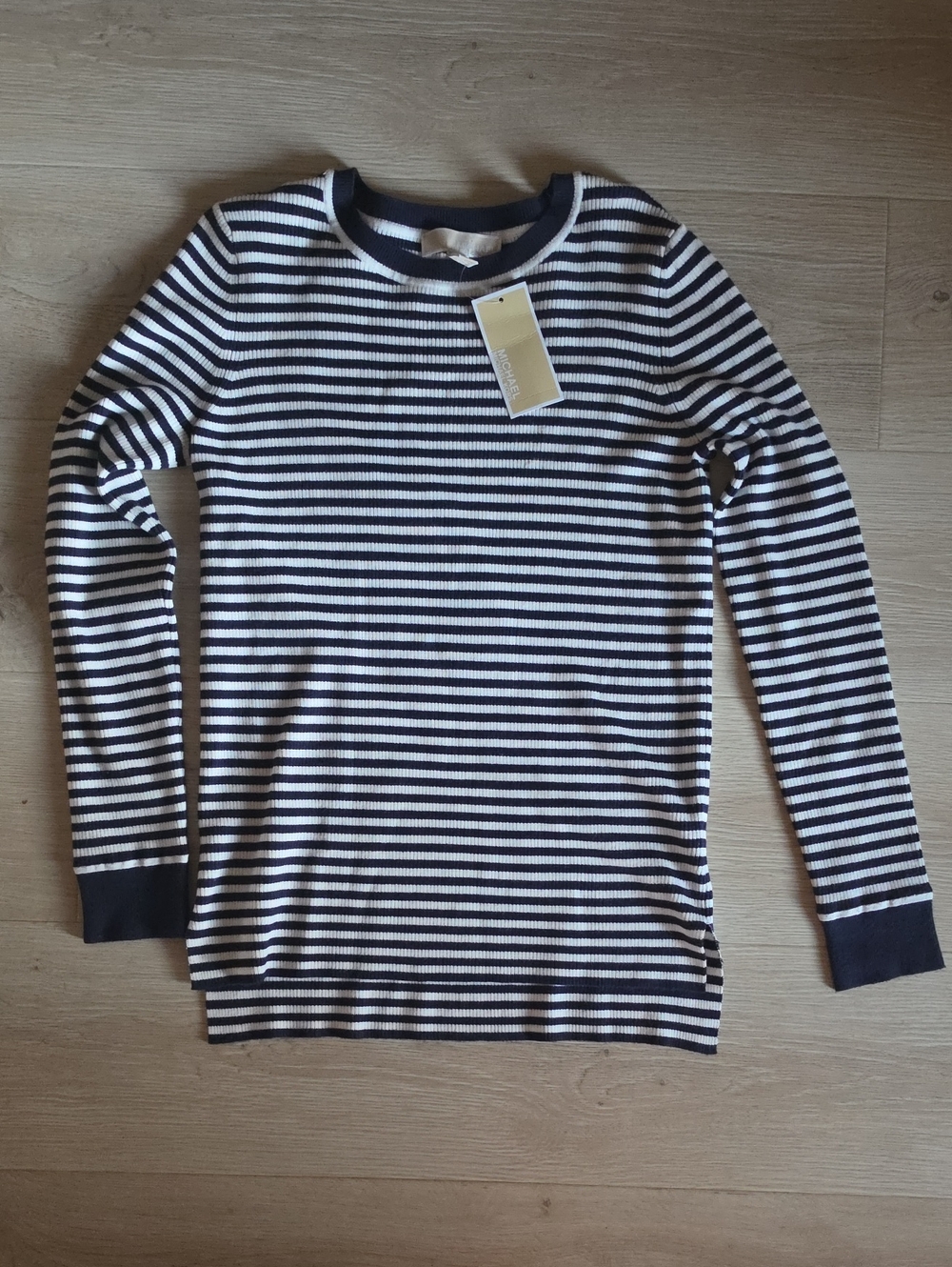MICHAEL Michael Kors Navy and White Striped Long-Sleeve Top